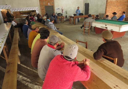 Atividade ocorreu no salão da comunidade de Torres Gonçalves e contou com a participação de cerca de 40 agricultores (Foto: Tiago Bald – Emater/RS-Ascar)